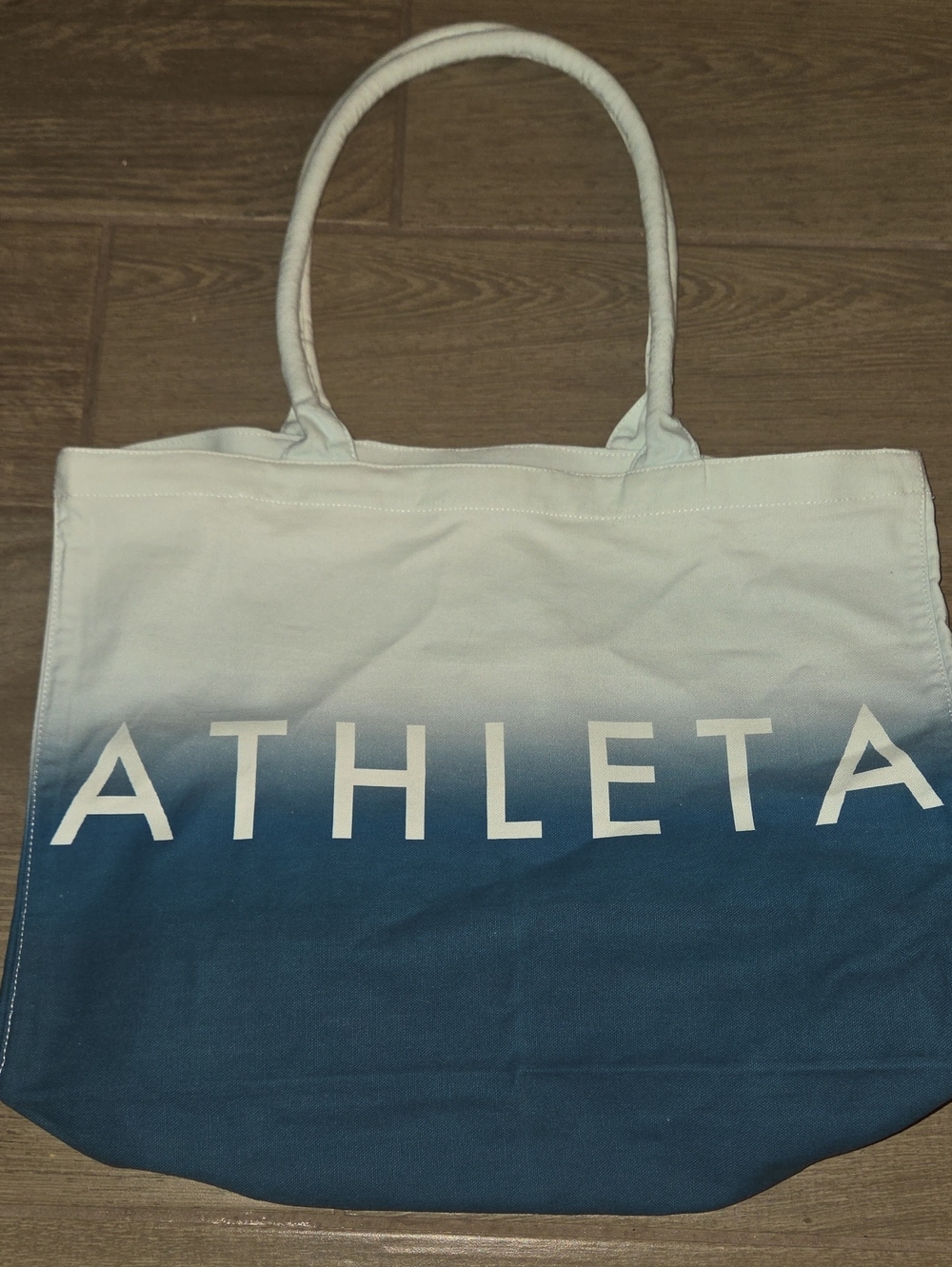 Athleta White to Navy Blue Ombre Canvas Tote